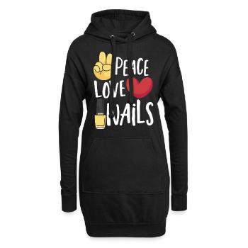 Peace Love Nails Nail Tech Nail Technicien - Sweat-shirt à capuche long Femme - noir - Devant