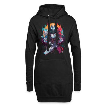 Epic Gamer Guardian mit Flammen Mond Hintergrund - Hoodie-Kleid - Schwarz - Vorne