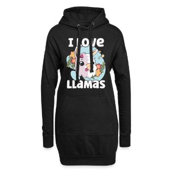 J’aime les lamas llama animal lama dictons - Sweat-shirt à capuche long Femme - noir - Devant