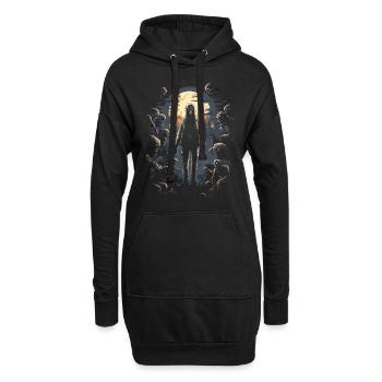 Horror-Halloween: Zombie vor einer Untoten-Horde - Hoodie-Kleid - Schwarz - Vorne