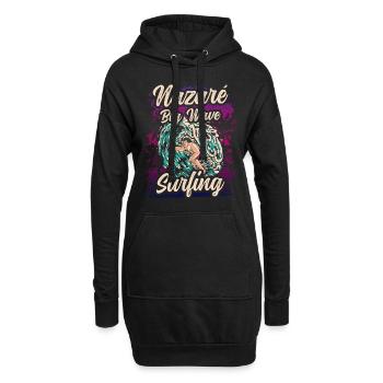Nazaré Big Wave Surfen Wellen Surfer Surfing - Hoodie-Kleid - Schwarz - Vorne