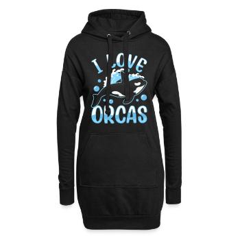 J’aime les orques Protéger les orques de mer - Sweat-shirt à capuche long Femme - noir - Devant