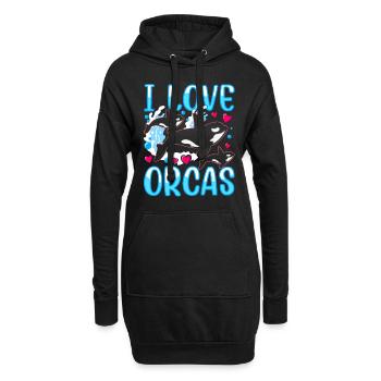 J’aime les orques mer protéger les orques baleines - Sweat-shirt à capuche long Femme - noir - Devant