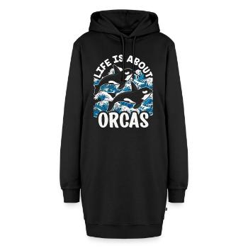 Im Leben Geht Es Um Orcas Meer Orca Schützen Wal - Hoodie-Kleid - Schwarz - Vorne