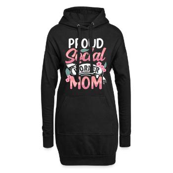 Fière travailleuse sociale, maman, mère, travail social - Sweat-shirt à capuche long Femme - noir - Devant
