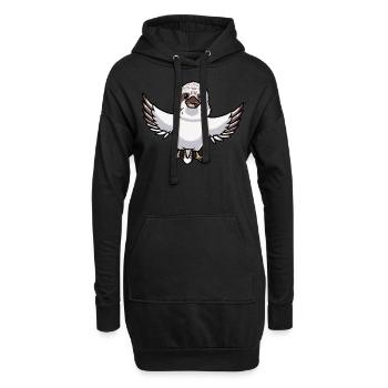 Lachender Hans Vogel Jägerliest Kawaii Emoticon - Hoodie-Kleid - Schwarz - Vorne