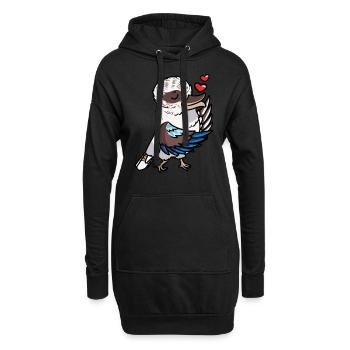 Laughing Hans Vogel Jägerliest Kisses Kawaii - Sweat-shirt à capuche long Femme - noir - Devant
