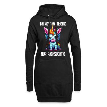 Nicht Nachtragend - Rachsüchtig Buntes Einhorn - Hoodie-Kleid - Schwarz - Vorne