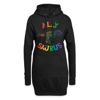 Allysaurus LGBT Shirt Dinosaur Rainbow Flag Pride - Sweat-shirt à capuche long Femme - noir - Devant
