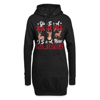 Du siehst einen überfahrenen Tierkörper, ich sehe - Hoodie-Kleid - Schwarz - Vorne