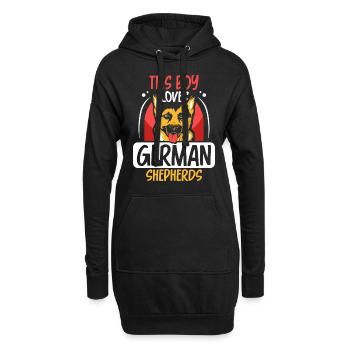 Ce garçon aime le berger allemand chien mignon - Sweat-shirt à capuche long Femme - noir - Devant
