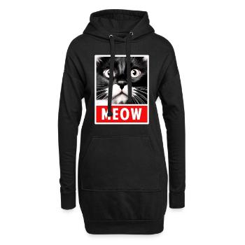 MEOW Meow Mignon Visage de chat - Sweat-shirt à capuche long Femme - noir - Devant