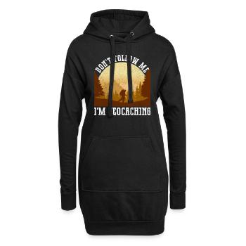 Ne me suivez pas - je fais du géocaching - Sweat-shirt à capuche long Femme - noir - Devant