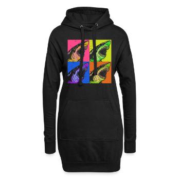 Megalodon Pop Up Retro - Megalodon-Hai - Hoodie-Kleid - Schwarz - Vorne