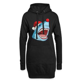 Megalodon Hai Weihnachtsmütze roter Nase - Hoodie-Kleid - Schwarz - Vorne