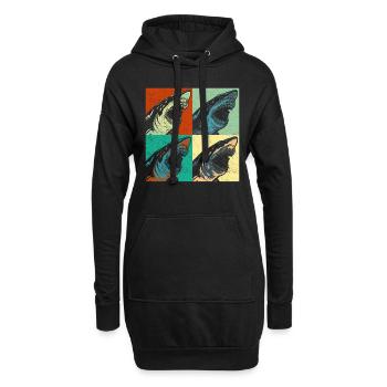 Megalodon Pop Up Retro - Megalodon-Hai - Hoodie-Kleid - Schwarz - Vorne