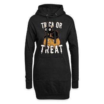 Trick or Treat Halloween Schwarze Katze mit Kürbis - Hoodie-Kleid - Schwarz - Vorne