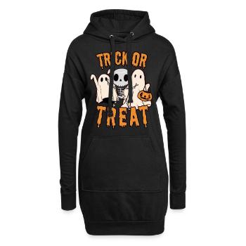 Des bonbons ou des bâtons! Squelette et fantômes pour Halloween - Sweat-shirt à capuche long Femme - noir - Devant