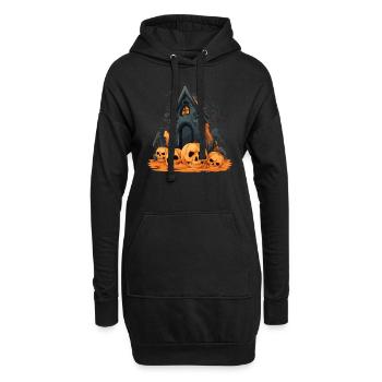 Design effrayant d’Halloween: citrouilles devant la crypte - Sweat-shirt à capuche long Femme - noir - Devant