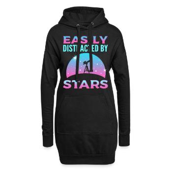 Leicht ablenkbar durch Sterne Astronomy Astronomer - Hoodie-Kleid - Schwarz - Vorne