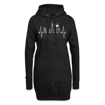 Dubai Skyline Herzschlag Burj Khalifa VAE Flagge - Hoodie-Kleid - Schwarz - Vorne