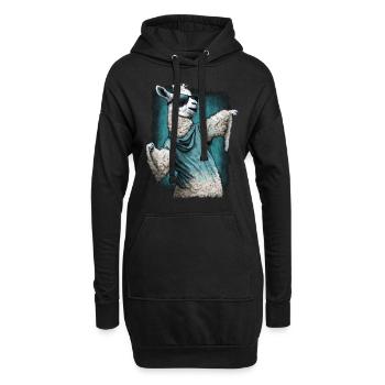 Lama Alpaka Tier Geschenkidee - Hoodie-Kleid - Schwarz - Vorne