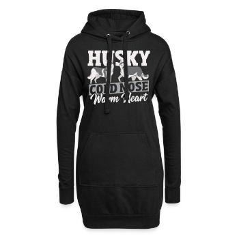 Husky Nez froid Cœur chaud Husky sibérien - Sweat-shirt à capuche long Femme - noir - Devant
