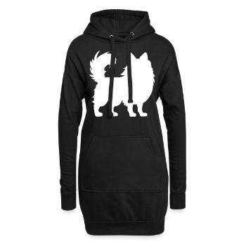 Zwergspitz de Poméranie - Sweat-shirt à capuche long Femme - noir - Devant