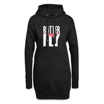 Butterfly Schwimmen - Hoodie-Kleid - Schwarz - Vorne