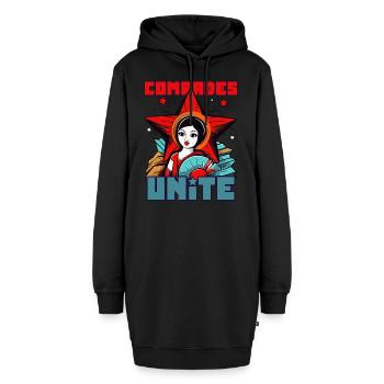 Genossen vereint Euch! Eine sozialistische Parodie - Hoodie-Kleid - Schwarz - Vorne - AI Model Female 172 light (172cm)