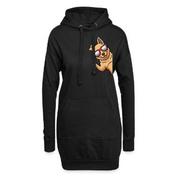 Perro Pastor Vasco Hund Mit Sonnenbrille Von Seite - Hoodie-Kleid - Schwarz - Vorne