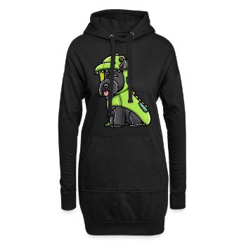 Scottish Terrier Hund Im Dinosaurier-Kostüm - Hoodie-Kleid - Schwarz - Vorne
