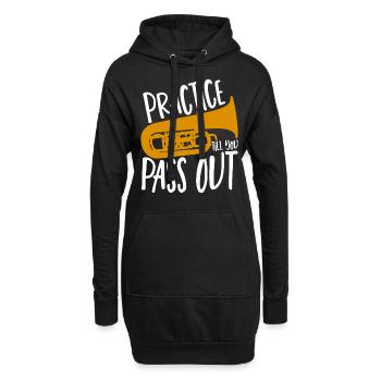 Brass Band Üben bis zum Umfallen Tuba Spieler - Hoodie-Kleid - Schwarz - Vorne