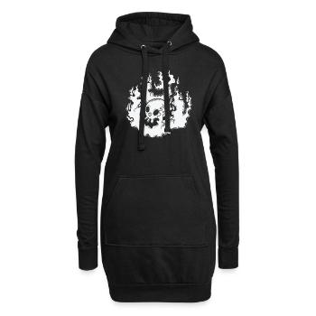 Brennender Knochenschädel Gothic Styl - Hoodie-Kleid - Schwarz - Vorne