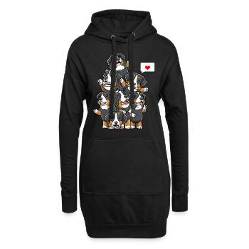 Berner Sennenhund Lustige Hund Bouvier Bernois - Hoodie-Kleid - Schwarz - Vorne