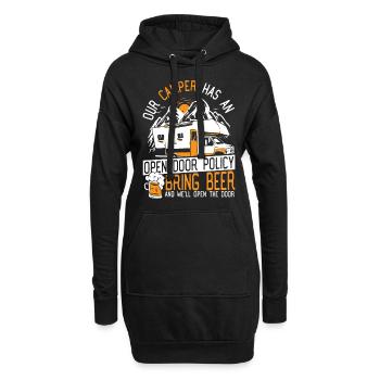 Unser Camper hat eine Politik der offenen Tür RV - Hoodie-Kleid - Schwarz - Vorne