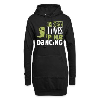 T-Rex liebt Pole Dancing Tyrannosaurus Dinosaurier - Hoodie-Kleid - Schwarz - Vorne