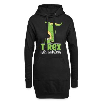 T-Rex hasst Handstände Tyrannosaurus Dinosaurier - Hoodie-Kleid - Schwarz - Vorne