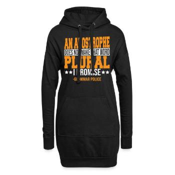 Ein Apostroph macht das Wort nicht zum Plural. - Hoodie-Kleid - Schwarz - Vorne