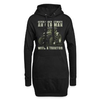 Ne sous-estimez jamais le vieux jardinier tracteur - Sweat-shirt à capuche long Femme - noir - Devant