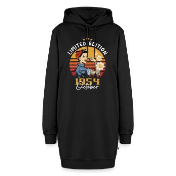 Oktober 1954 geboren | October 1954 - Hoodie-Kleid - Schwarz - Vorne