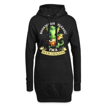 Bücherwurm: "Bookworm? Please! I'm A Book Dragon" - Hoodie-Kleid - Schwarz - Vorne