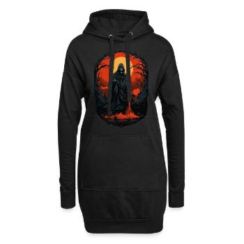 Gruseliger Halloween Sensenmann Grim Reaper - Hoodie-Kleid - Schwarz - Vorne
