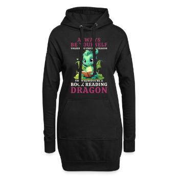 "Always Be Yourself" - Bücher lesen Grüner Drachen - Hoodie-Kleid - Schwarz - Vorne