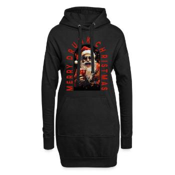 Merry Drunk Christmas Weihnachtsmann Trinkt Alk - Hoodie-Kleid - Schwarz - Vorne