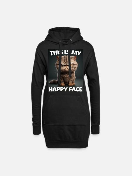 Lustiges Katzen Shirt Grumpy - Hoodie-Kleid - Schwarz