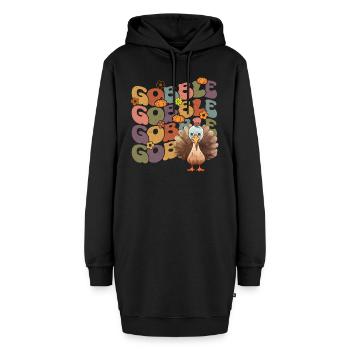 Happy Thanksgiving: Gobble Gobble Happy Turkey Day - Hoodie-Kleid - Schwarz - Vorne