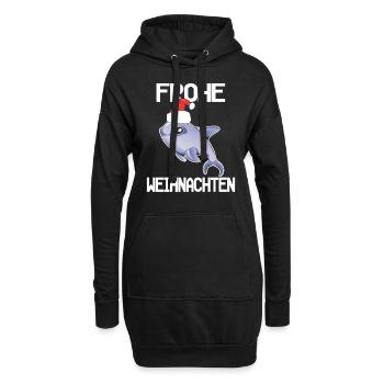 Delfin Frohe Weihnachten - Hoodie-Kleid - Schwarz - Vorne