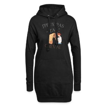 J'peux pas j'ai Cheval - Sweat-shirt à capuche long Femme - noir - Devant