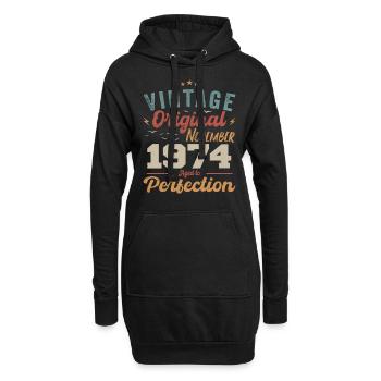 Legendär Seit November 1974 - 1974 - Hoodie-Kleid - Schwarz - Vorne